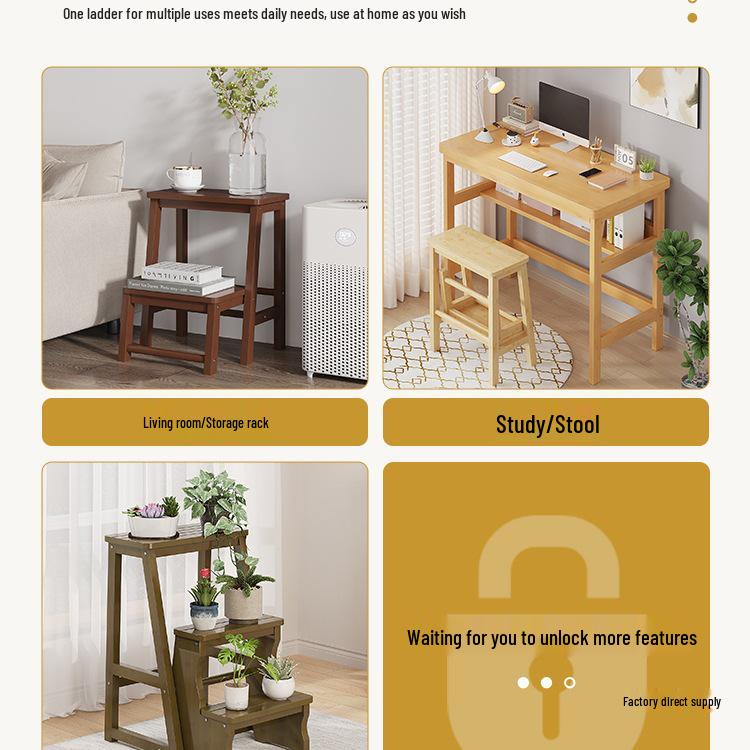 Folding Bamboo Step Stool - Multifunctional Footstool, Bench, and Shoe Changing Stool for Children