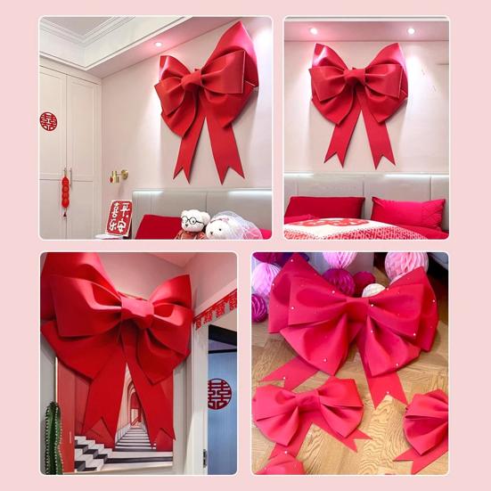 Duża czerwona kokarda wisiorek świąteczny łatwy do zawieszenia dekoracja świąteczna wewnętrzna zewnętrzna dekoracja pudełka na prezent