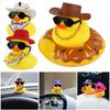 Rubber Duck with Swim Ring Hat Scarf Glasses for Car Dashboard Squeaky Duck Bath Toy Yellow Duck Car Accessories Decorations