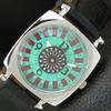 HAND-WINDING SWISS MENS VINTAGE POKER FACE REFURBISHED SEA GREEN WATCH A700950-5 R205a-a700950
