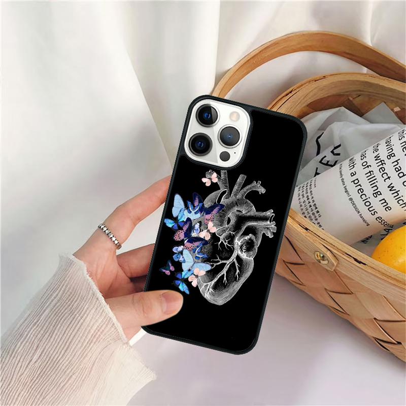 Vintage Anatomy Heart Cardiac Brain Nurse Phone Case For iPhone 17 Air 16 15 14 11 12 13 Pro MAX Plus Coque Cover