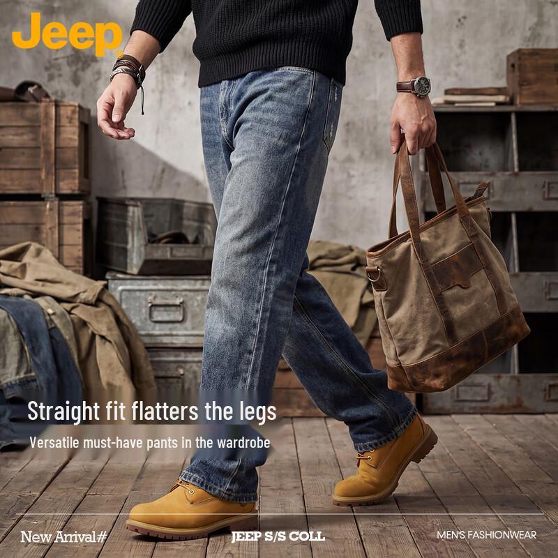 JEEP Men s American Loose Straight Fit Elastic Jeans 33