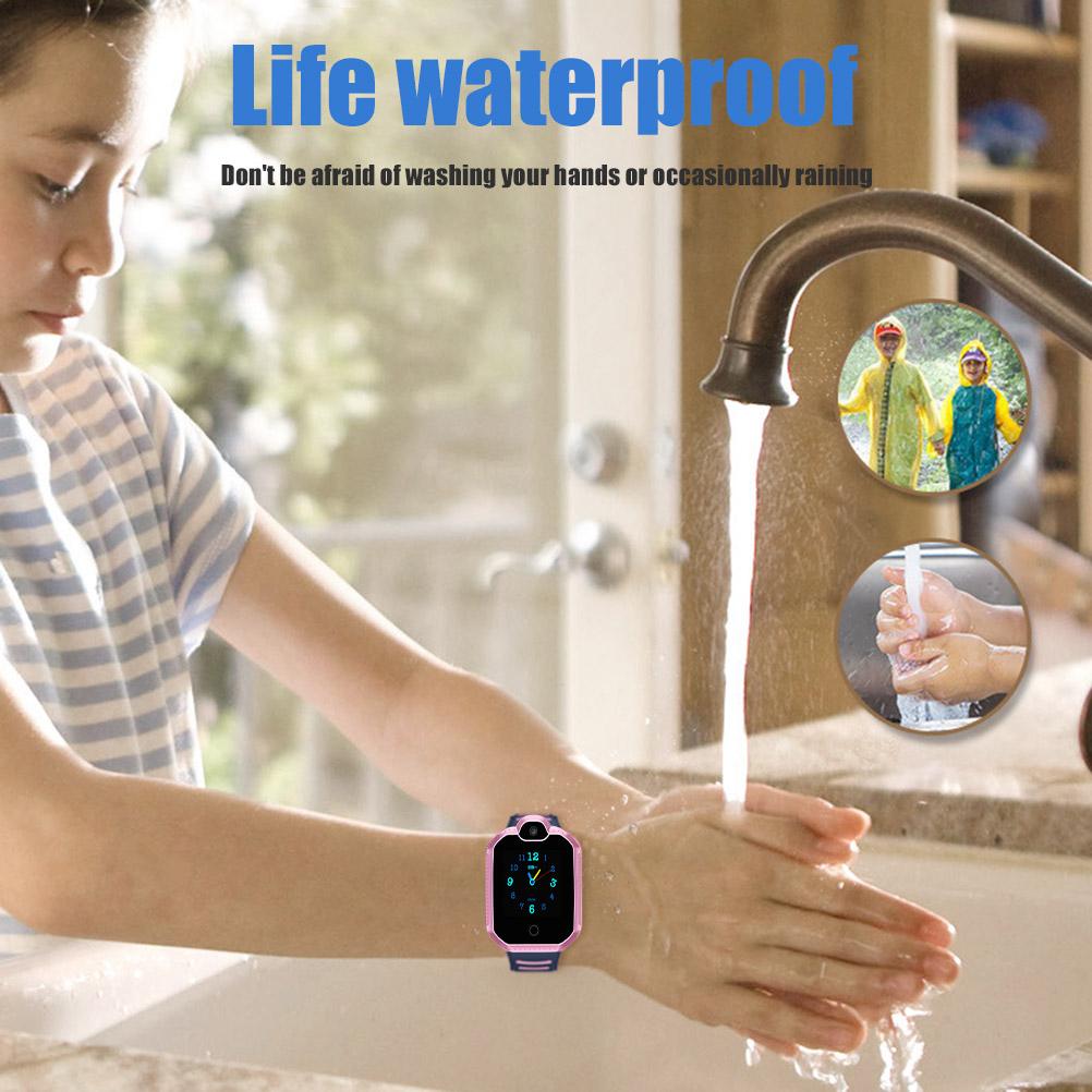 Kids Smart Watch 4G GPS Waterproof Touch Camera Phone Student Tracker Blue Gray Strap