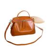 Versatile Women's Crossbody Shoulder Bag - Vegetable-Tanned Top-Grain Cowhide, Zipper Dumpling Design, Large Capacity for Daily Commute