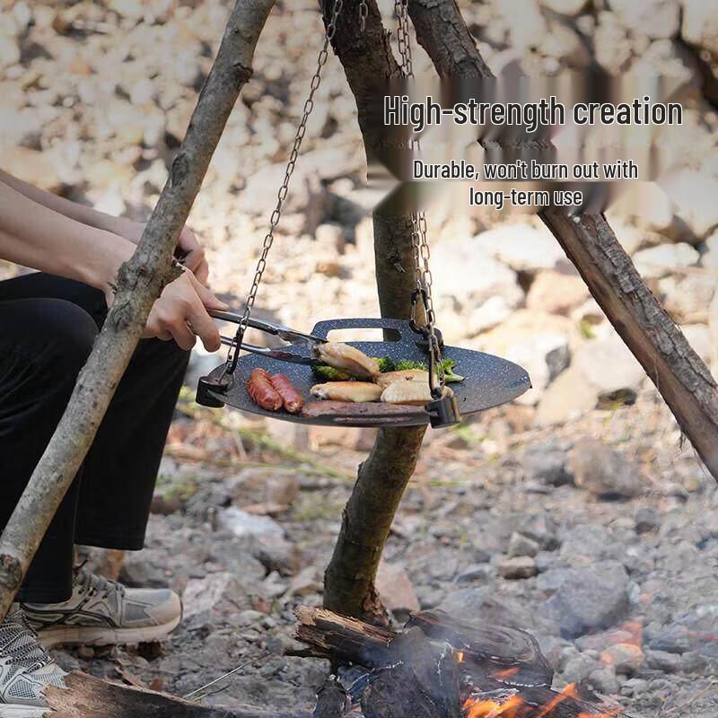 Portable Outdoor Cooking Tripod with Griddle
