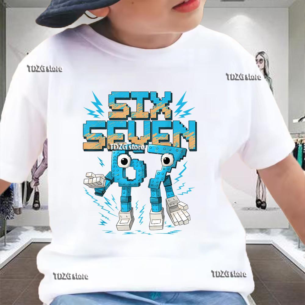 Summer Funny Six Seven 67 Digit Print Children's T-Shirt Casual Cotton Boys Short Sleeve Fashion Comfortable Kids Sport Clothes