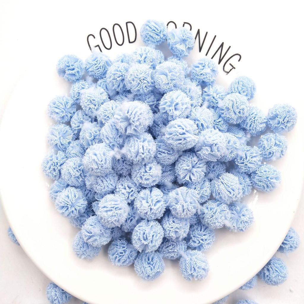 1,5 cm Doppelfarbiges Elastisches Netzblumen-Pompon-Spitzen-Haarschmuck, DIY Koreanischer Stil