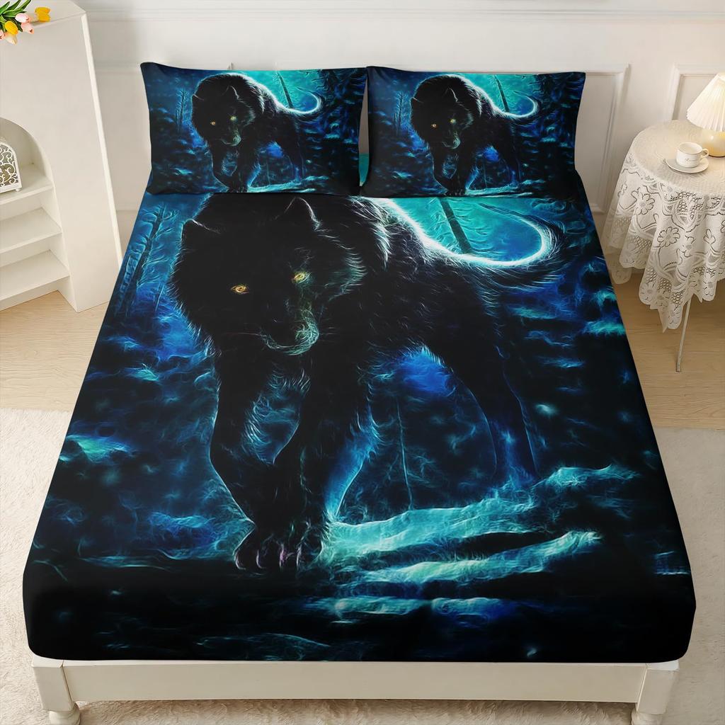 Galaxy Moonlight Moth Pattern Mattress Three-Piece Set Digital Printing Bedding Set Mattress Three-Piece Set