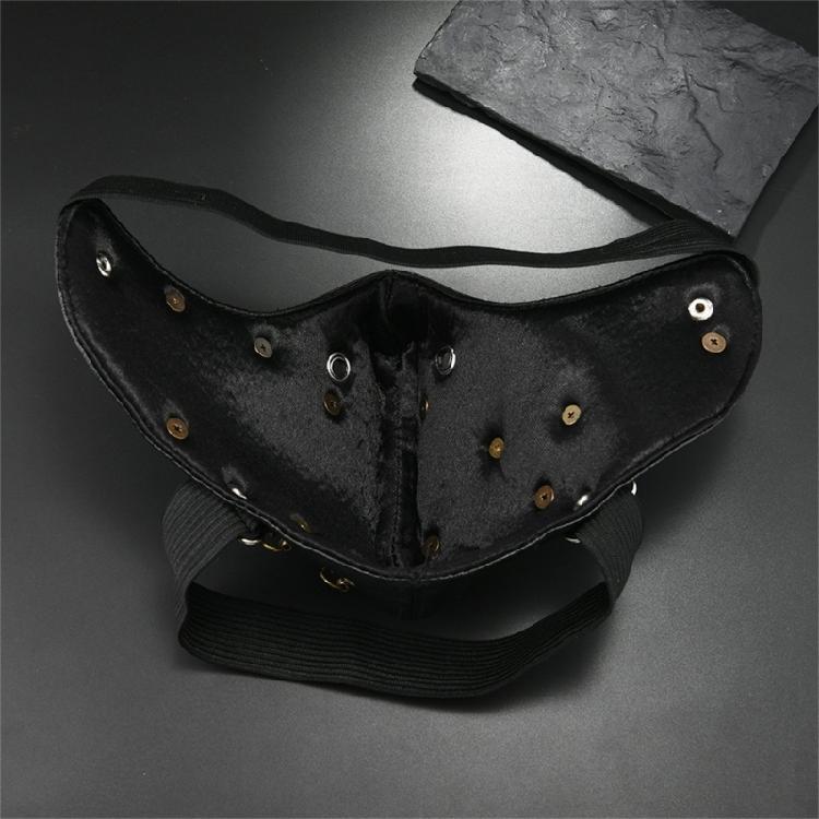 Punk Rock Halloween Accessory With Alloy Rivet Chain And Soft PU Leather Face Covering Costume Face Mask For Cosplayers