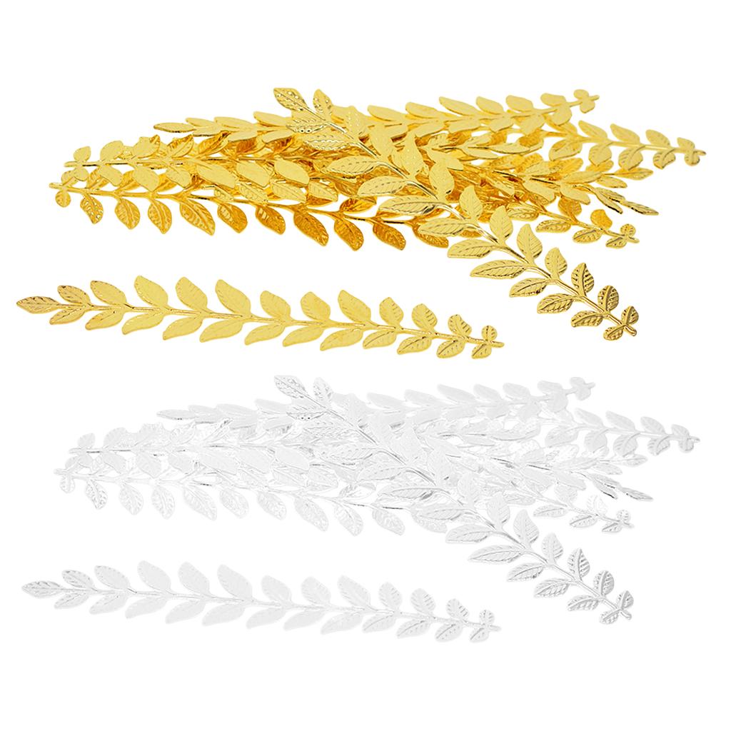 20 peças em formato de ramo de folha longa joias fazendo descobertas 120 mm prata/dourado