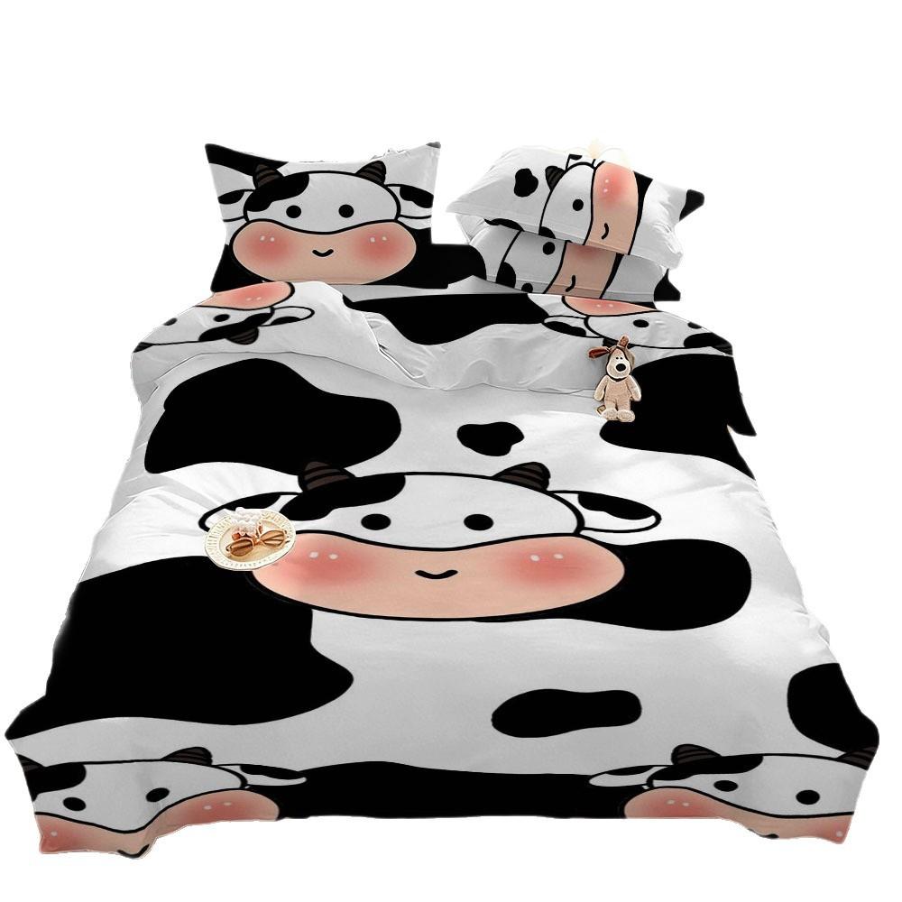 Cute Pink Pig Cow Bedding Set Farm Animals Pattern Duvet Cover Adult Child Bedroom Decoration Single Double Large Size 100x135cm-2pcs