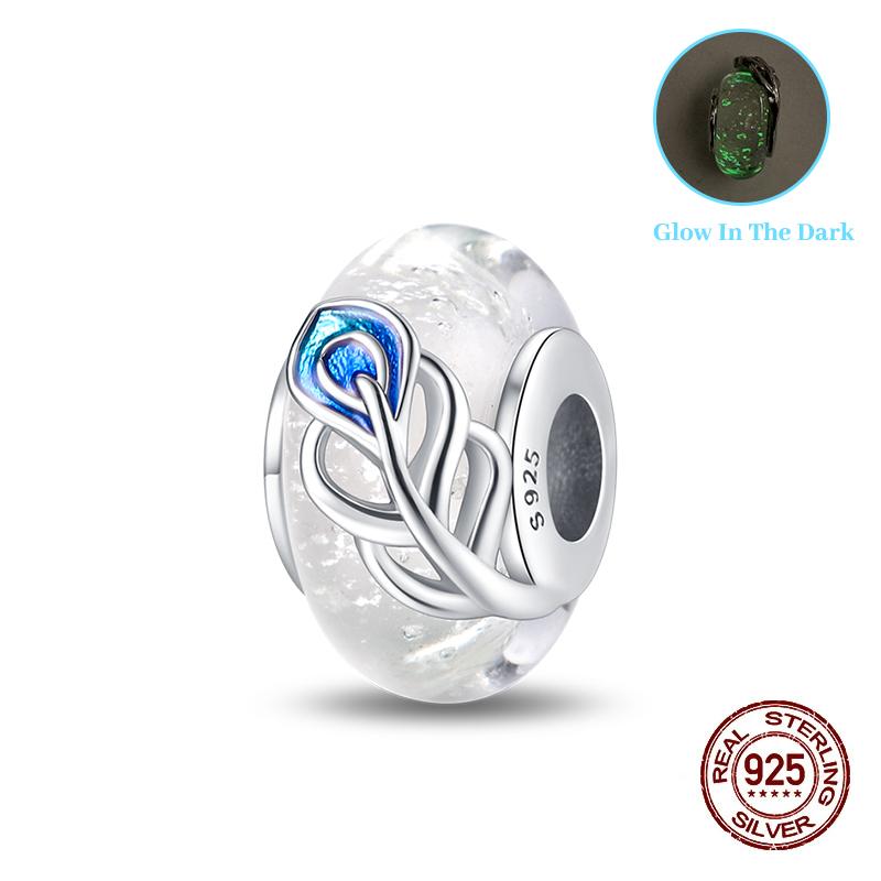 Classic Copper Colorful Butterfly Dolphin Luminous Glass Charms Beads Fit Original Bracelets Fine Diy Jewelry Gift