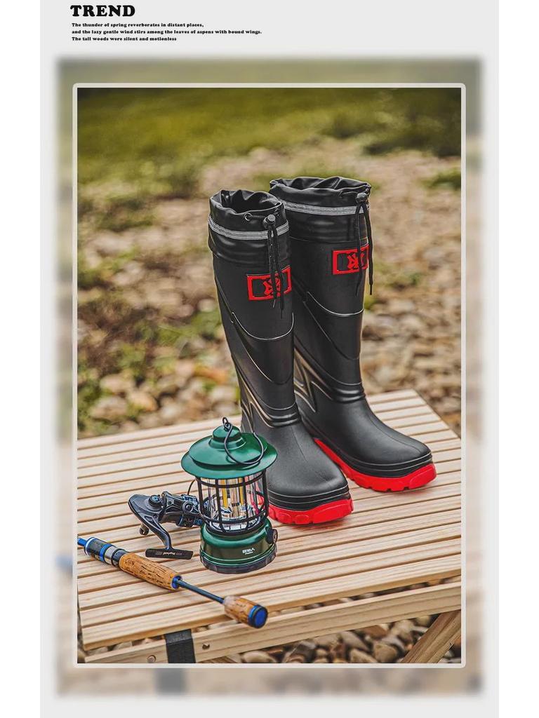 Men's Versatile High-Top Waterproof Non-Slip Rain Boots for Outdoor Activities and Fishing