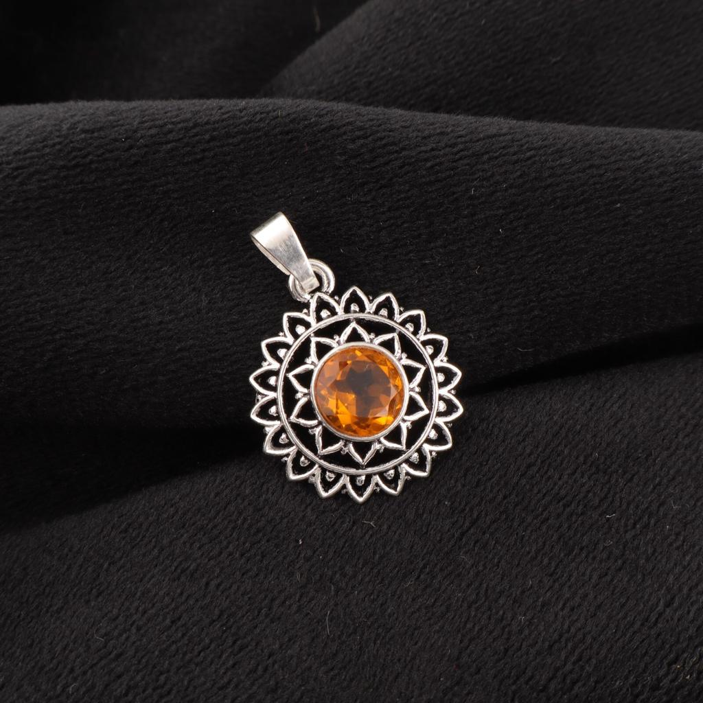 Citrine Gemstone 925 Sterling Silver Jewelry Handmade Pendant1.14" Gift For Wife CP-30-13
