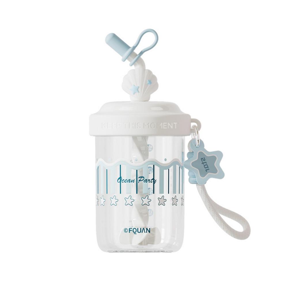 580ML Straw Water Bottles Straw Dust Cap High-capacity Whey Protein Shaker Bottle Leak-proof Portable Handle белый