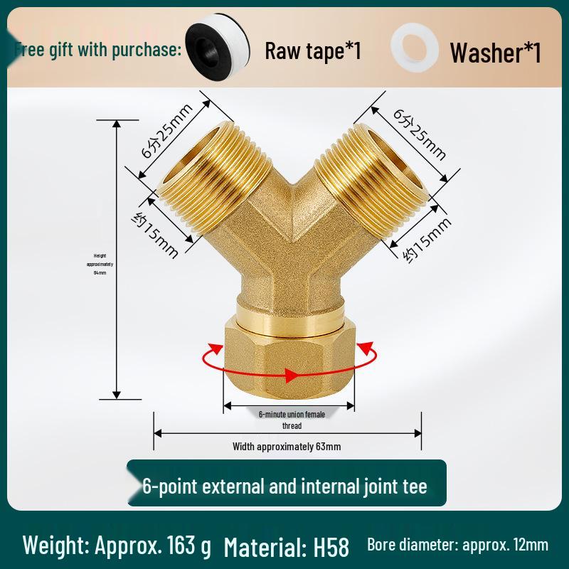 Conector Rápido de Cobre Puro de Gran Caudal Macho/Hembra Tipo Y con Tuerca Móvil Codo Distribuidor de Agua