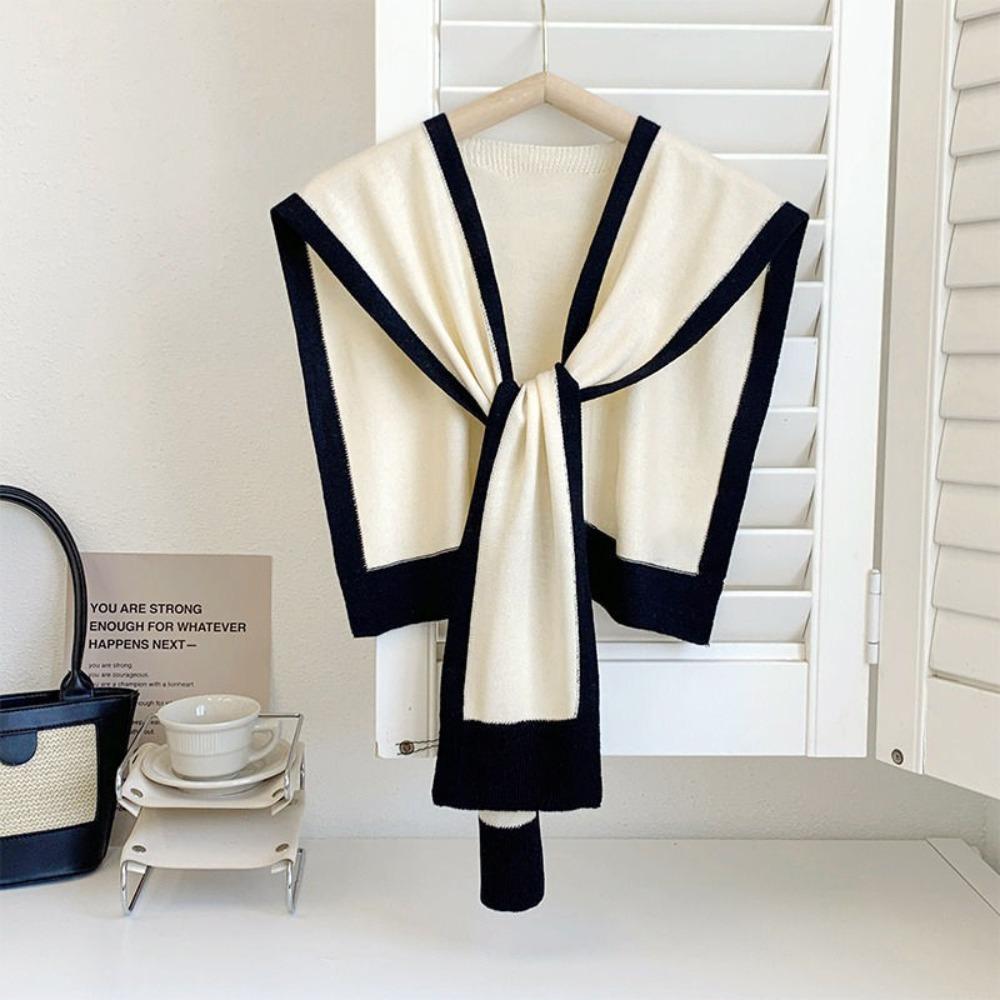 Striped Fake Collar Fiber Detachable Collar New Knitted Shawl  Unisex