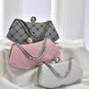 Plaid Personality Evening Clutch for Women – Spring/Summer Temperament Banquet and Underarm Handbag