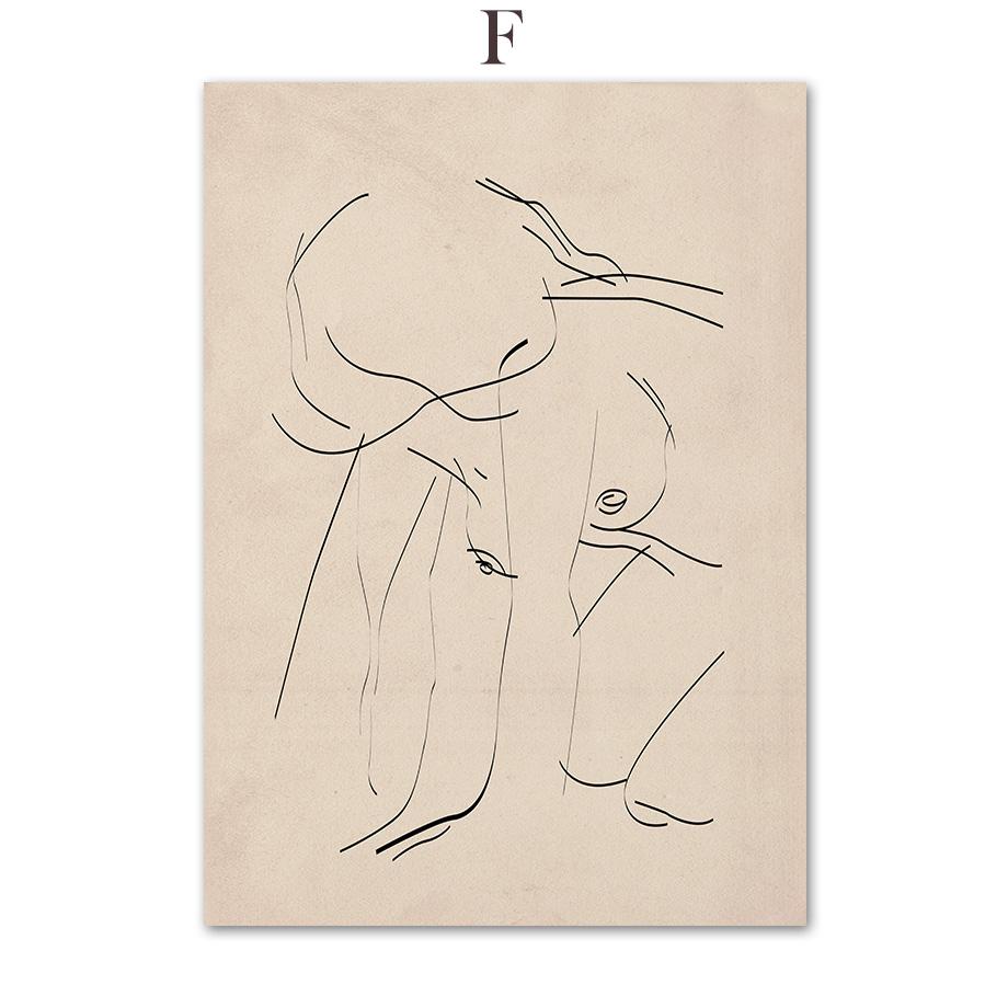 Vintage Flower Market Abstract Line Curve Wall Art Canvas Painting Nordic Posters And Prints Wall Pictures For Living Room Decor