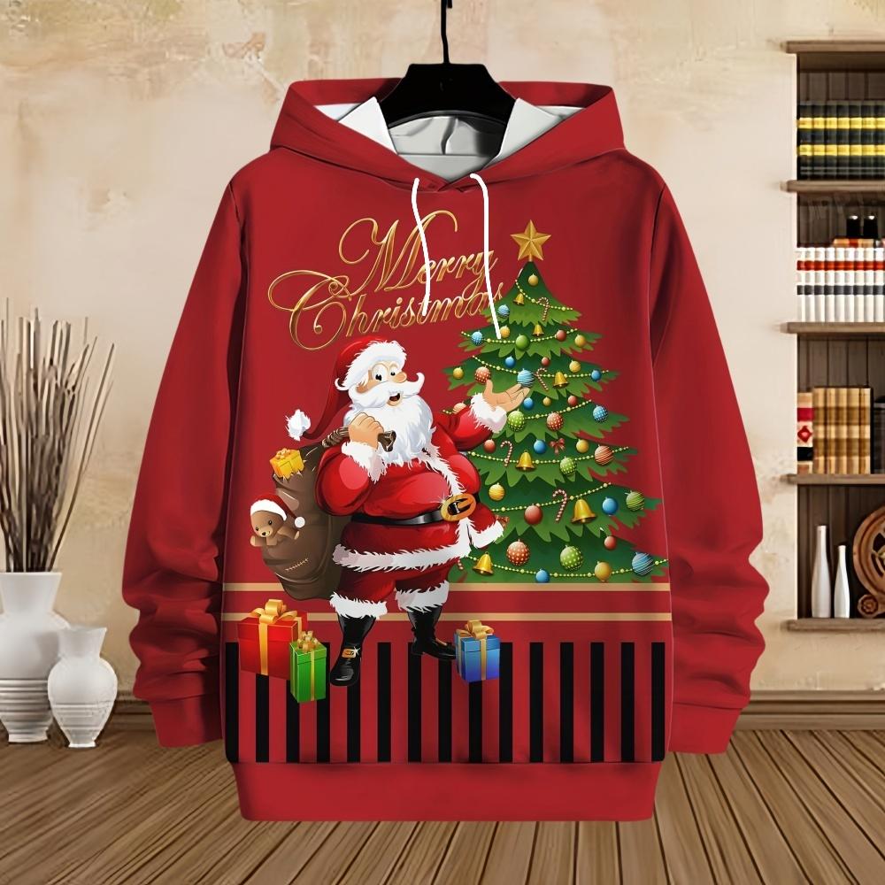Merry Christmas Men's Hoodies Funny Santa Claus Ho Ho Pullovers Sweatshirts Long Sleeve Men's Xmas Sportsuit Jumper