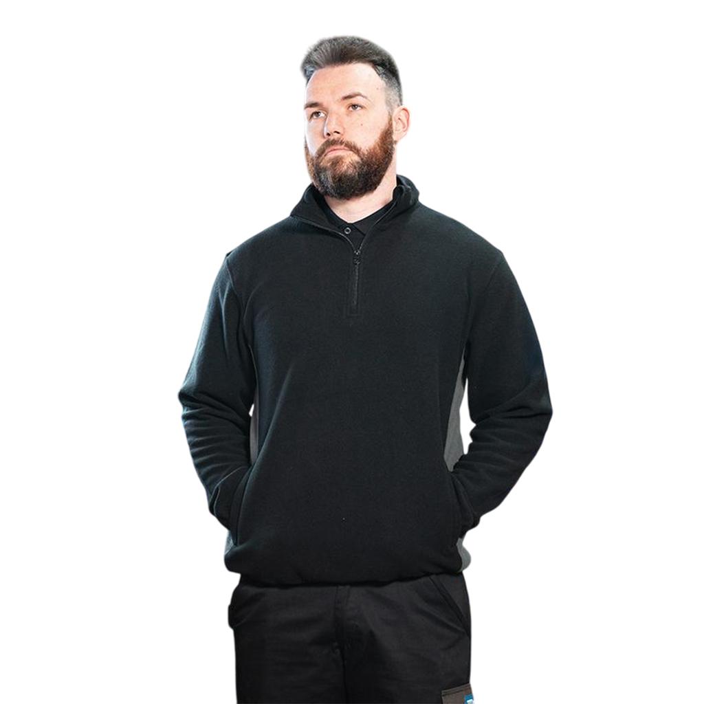 Tough Grit Mens Two Tone Quarter Zip Fleece Top