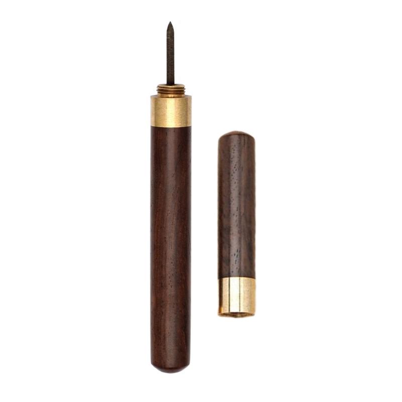 Leather Hole Punching Awl Wood Handle Leather Craft Sewing Awl Tool for Leather Belt Shoes Purse Bag Leather Sewing Tool