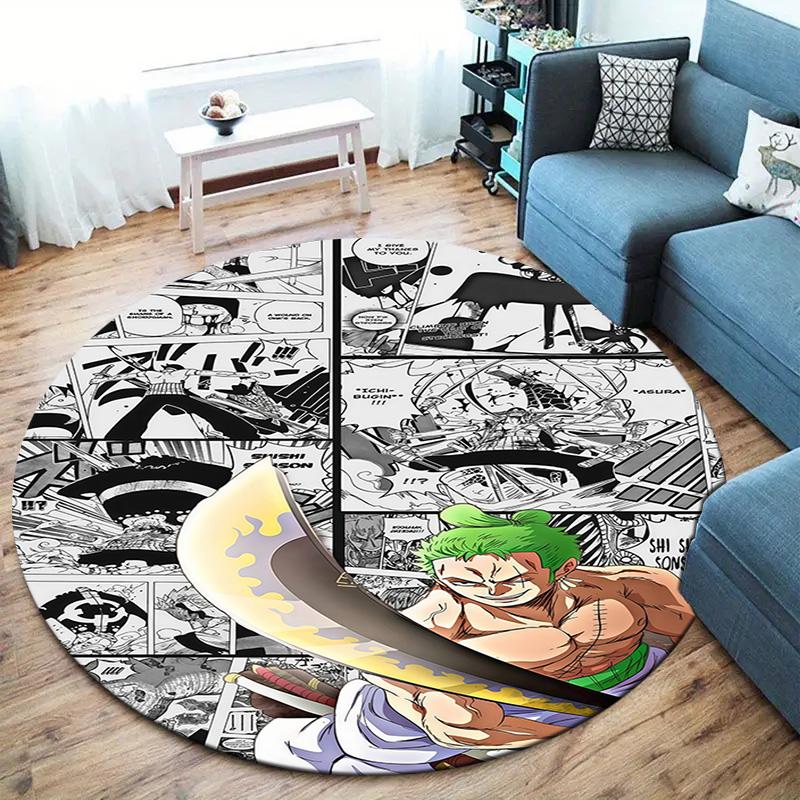 Roronoa Zoro Round Area Rug Carpet Rug For Living Room Bedroom Sofa Playroom Decor Nonslip Floor Mat