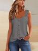 2026 Summer Women's Sleeveless Spaghetti Strap Buttoned Fashion T-Shirt Vest