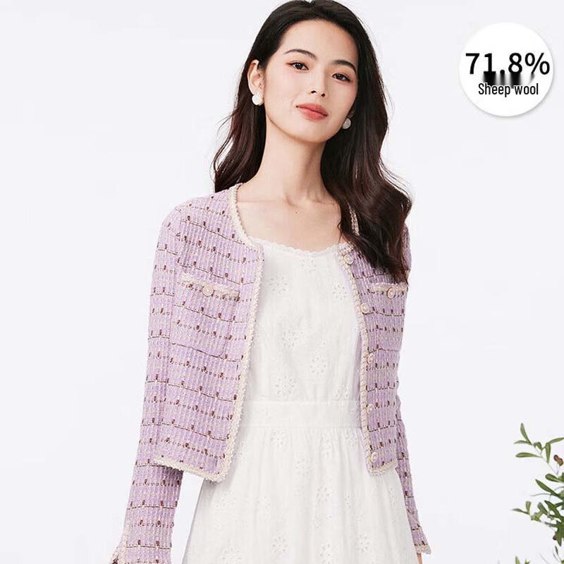 JESSIE Women s Elegant Color-Block Cropped Knit Sweater S