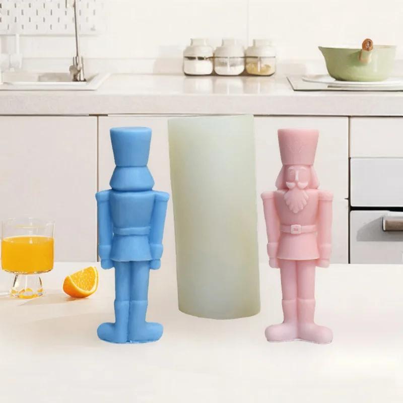 2026New 3D Nutcracker Silicone Candle Mold for DIY Dinner Soy Wax Christmas Scented Ornaments Christmas Decorative Kitchen Craft