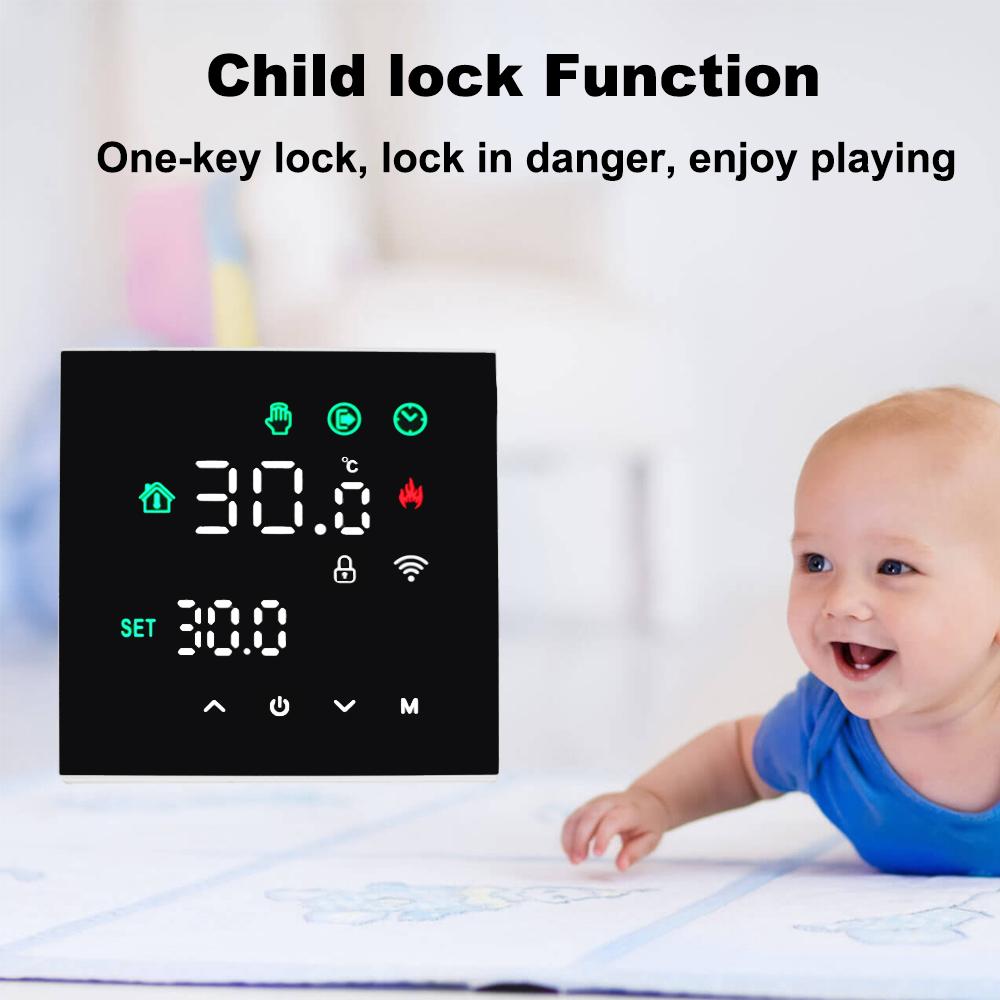 Tuya WiFi Smart touchscreen thermostaat Elektrische vloerverwarming Gasboiler / waterverwarming Temperatuurregelaar Alexa Voice App-bediening