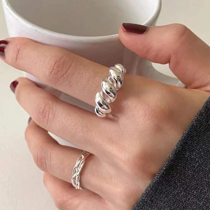 Korean Croissant Open Pig Nose Adjustable Double-Layer Ring for Women