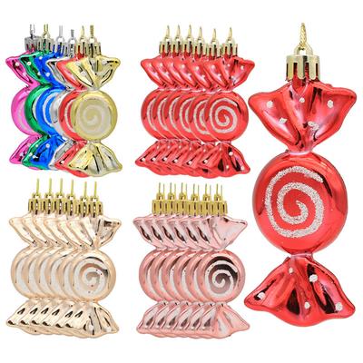 Ciondolo natalizio da 6 pezzi/scatola, dall'aspetto realistico, in plastica, per appendere l'albero di Natale, ornamenti di caramelle per la decorazione domestica