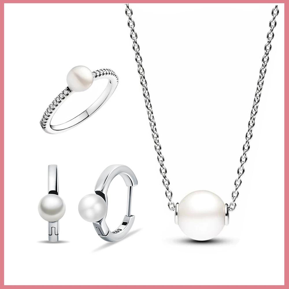 

925 стерлингового серебра обработанный пресноводный культивированный жемчуг коллекция жемчуга комплект ювелирных изделий кольцо серьги ожерелье для женщин ювелирные изделия подарок