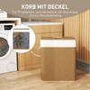 2 Section Laundry Basket with Lid, 100L Bamboo Laundry Hamper with Handles, Removable and Washable Liner, Brown