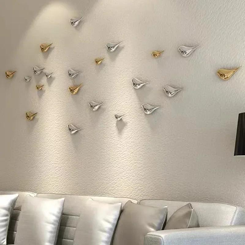 Stereoscopic Wall Hanging Ornaments Bird Living Room Wall Background Display Plating Decor Golden Bird Sofa TV Decor Accessories