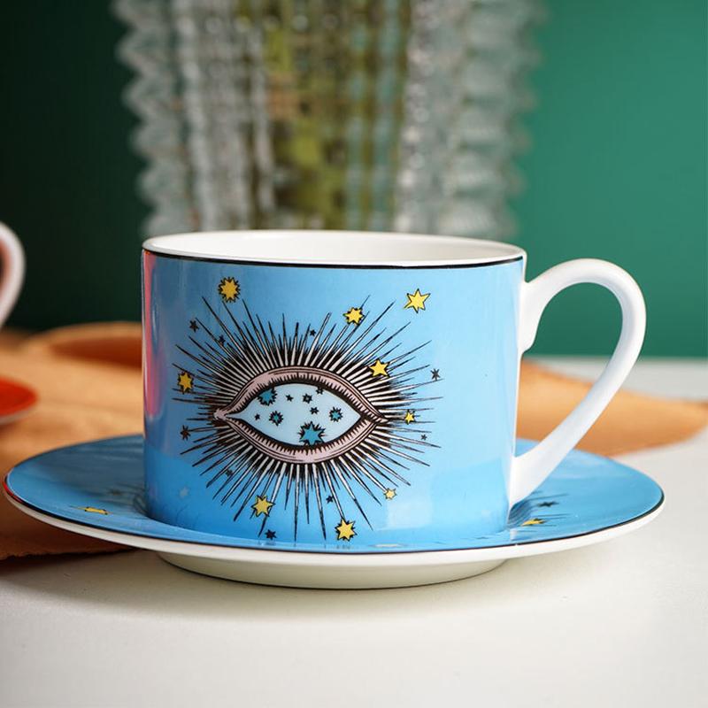 Nordic Luxury Cups Saucers Coffee Mug Creative Starry Eye Ceramics Home Afternoon Tea Milk Flower Tea Cup Mug Vintage