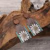 Western Wooden Bull Head & Floral Pattern Earrings for Women