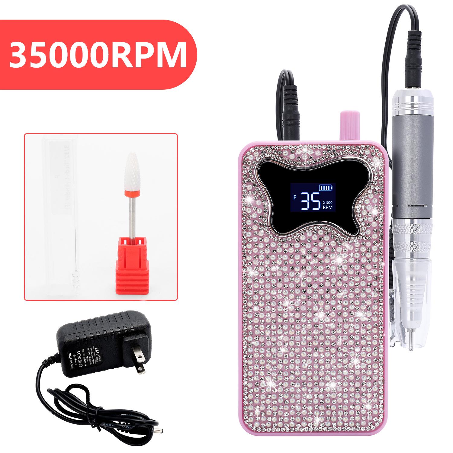 

Портативная аккумуляторная машинка для шлифовки ногтей со стразами, 35 000 об/мин электрическая полировальная и удаляющая машина