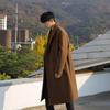 Men Fashion Woolen Trench Coats Korean Loose Casual Double Breasted Jackets Spring Medium Length Coat