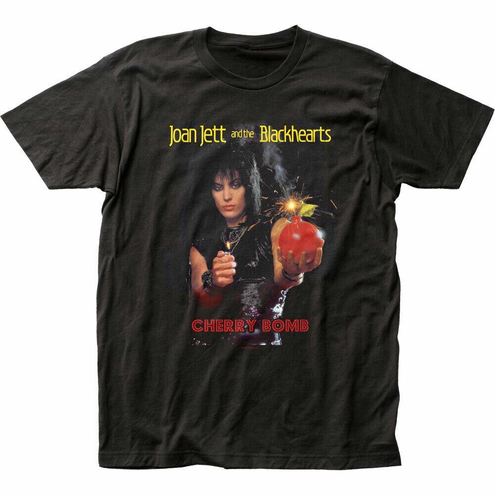 Joan Jett Cherry Bomb T-shirt Mens Licensed Rock N Roll Music Classic Tee Black S