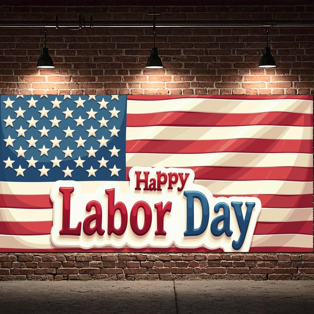 USA Celebration Polyester Material Party Backdrop Stars and Stripes Labor Day Banner for National Holiday