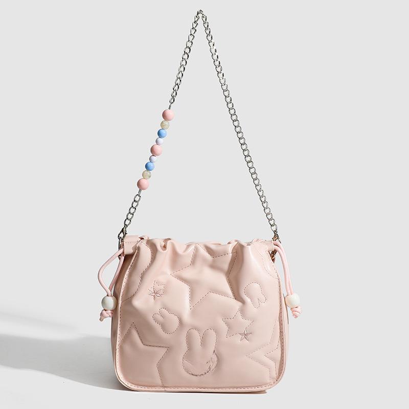 Nischendesign Niedliches Kaninchen Perlenkette Kleine Tasche Ein-Schulter Umhängetasche Mädchen Achseltasche