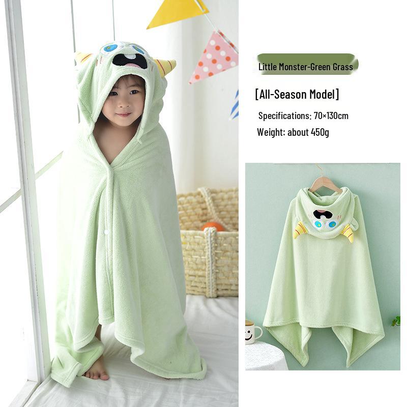 Asciugamano da Bagno con Cappuccio in Pile Corallo Disegnato Xiangfeng per Bambini - Assorbente, Mantella Indossabile per Neonati