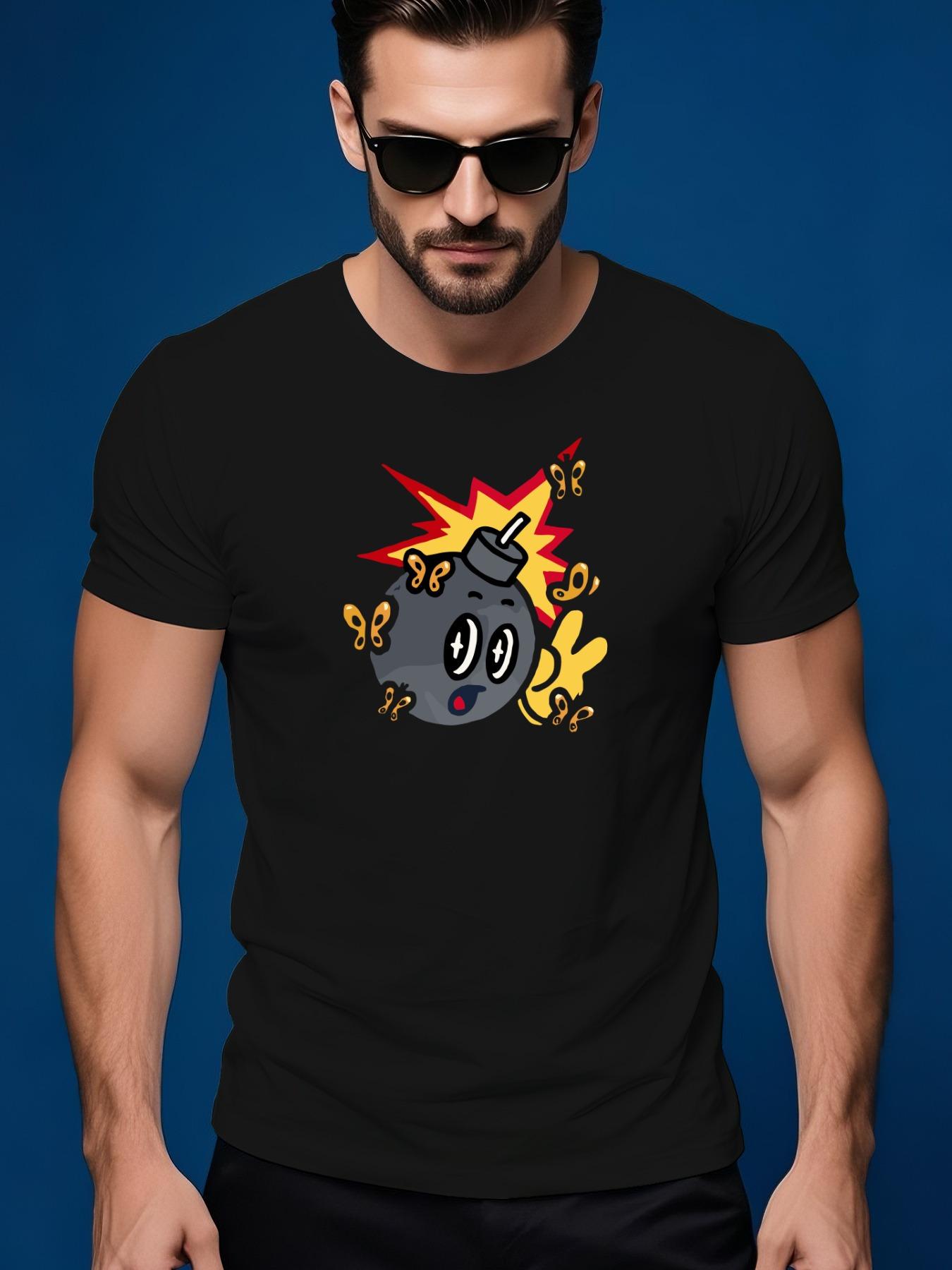 Cartoon Bomb Graphic Tshirt Graphic Summer Casual Tshirt ... XL