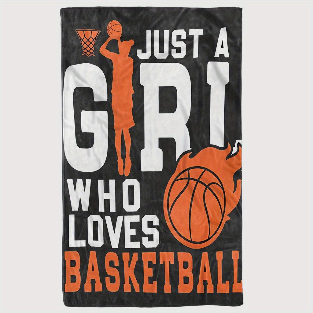 Lady basketball-themed pattern Flannel printed blanket suitable for all seasons suitable for living room office sofa and travel