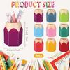 9pcs Cartoon Pencil-Shaped Desk Organizer Set PE Plastic Pen Holder with Cup and Box, Office Colorful Stationery Storage, Desktop Brush Container