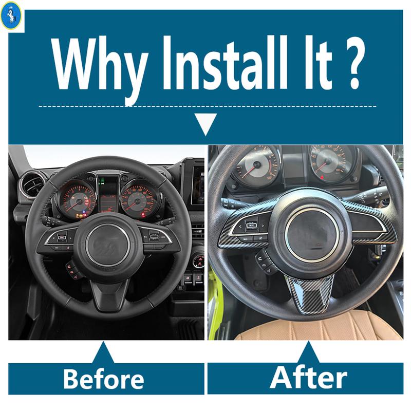 Carbon Fiber Look Steering Wheel / Side AC Outlet / Dashboard Frame Cover Trim ABS Accessories For Suzuki Jimny  - 2025