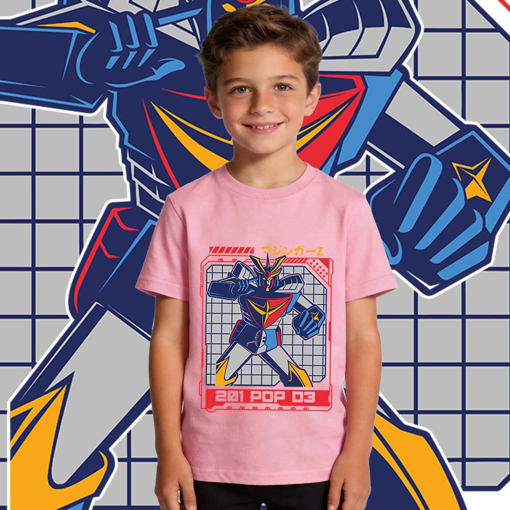 Mazinger Z Anime Print Cotton T Shirt for Kids Breathable Tee Top Boys and Girls Casual Summer Clothes