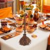 Halloween Resin Pumpkin Bowls On Broom for Serving Snacks Salad Fruit Halloween Party Supplies